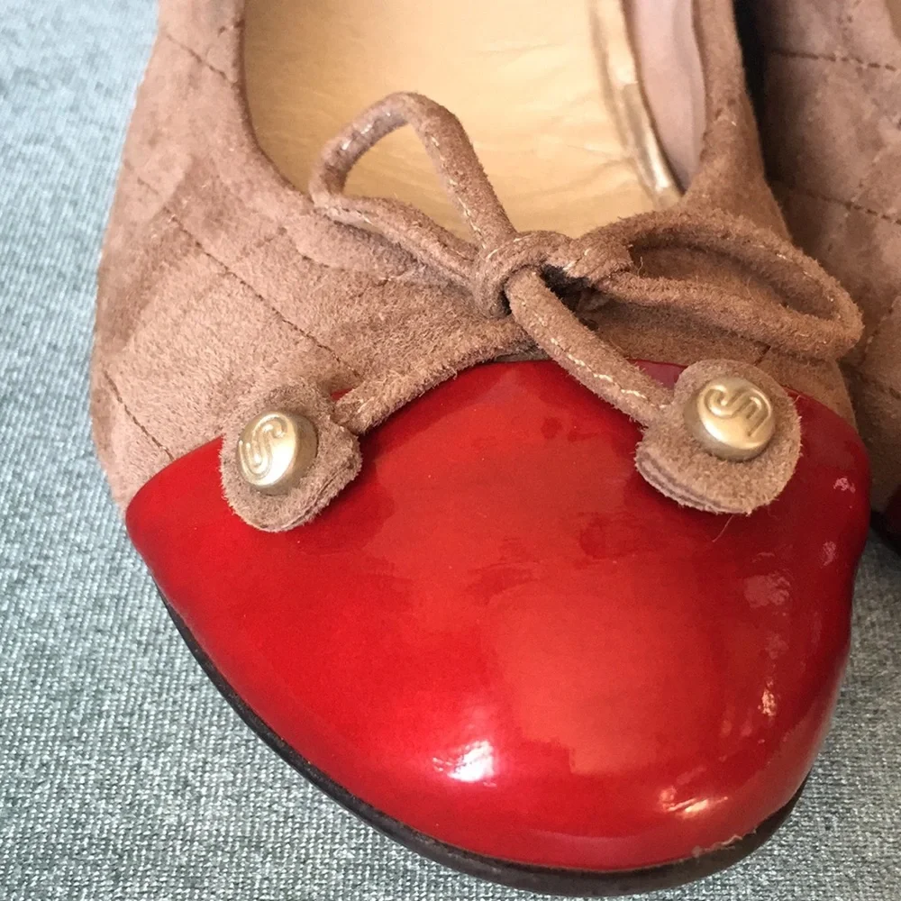 Eneka sabrina ballet style wedge flats‎ red and tan size 38